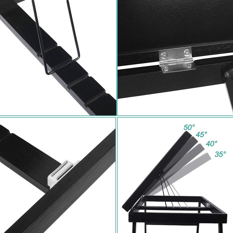 Artmeer Bed Tray Table Breakfast Food Tray with Folding Legs Kitchen Serving Tray for Lap Desks Notebook Computer Bed Platters TV Snack Tray, Adjustable (Black) - Image 5